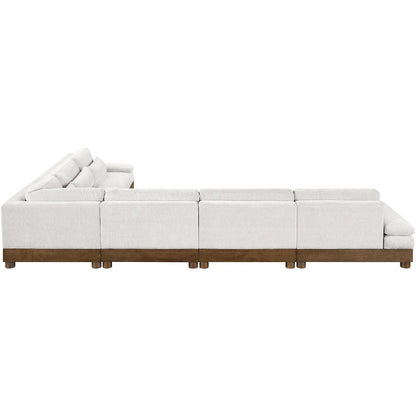 Turin 167.75" Cream Chenille Fabric Upholstered 6pc. Modular Sectional