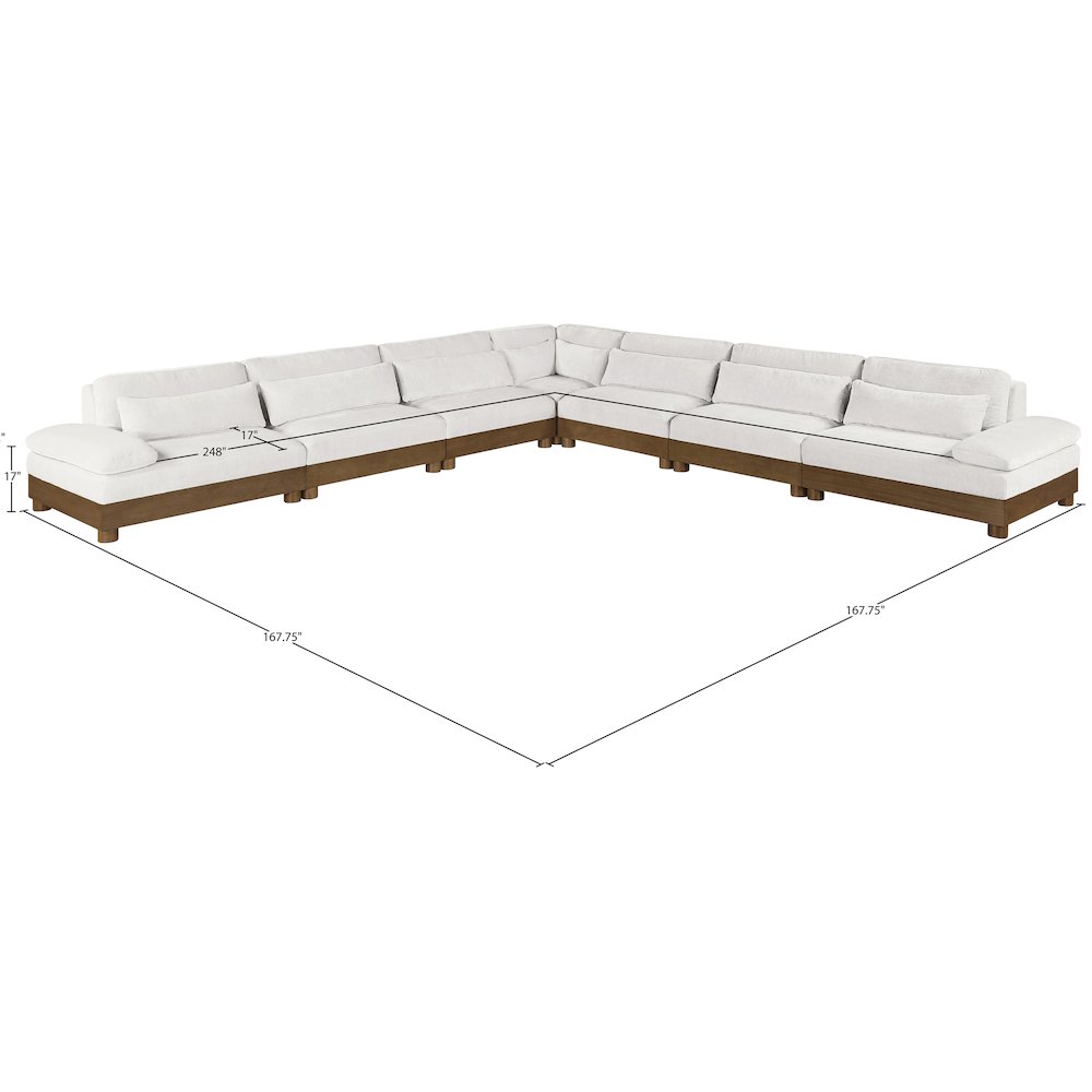 Turin 167.75" Cream Chenille Fabric Upholstered 7pc. Modular Sectional