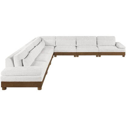 Turin 167.75" Cream Chenille Fabric Upholstered 7pc. Modular Sectional