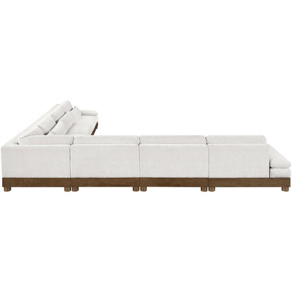 Turin 167.75" Cream Chenille Fabric Upholstered 7pc. Modular Sectional