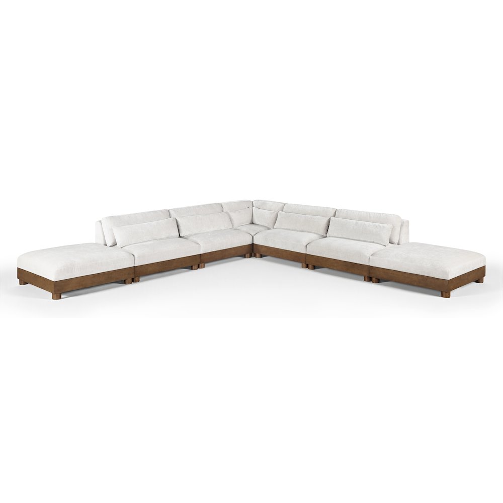Turin 160" Cream Chenille Fabric Upholstered 7pc. Modular Sectional