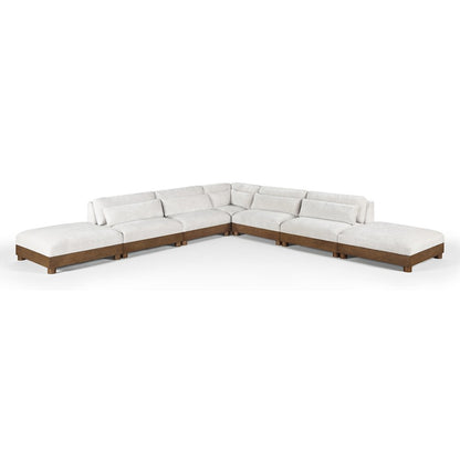 Turin 160" Cream Chenille Fabric Upholstered 7pc. Modular Sectional