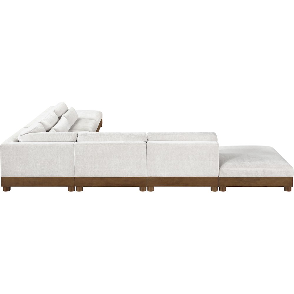 Turin 160" Cream Chenille Fabric Upholstered 7pc. Modular Sectional