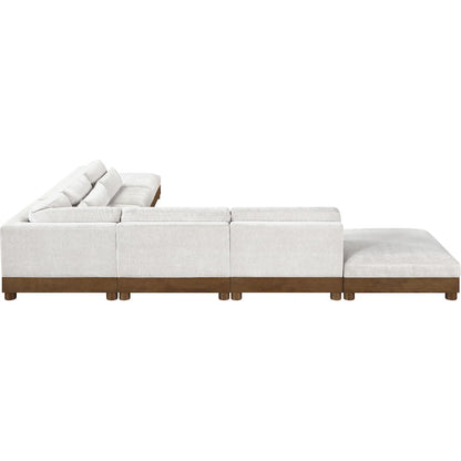Turin 160" Cream Chenille Fabric Upholstered 7pc. Modular Sectional