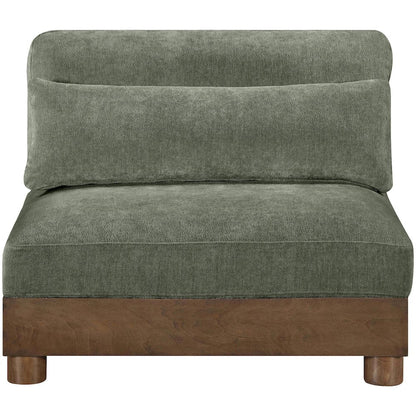 Turin Green Chenille Fabric Upholstered Modular Armless Chair