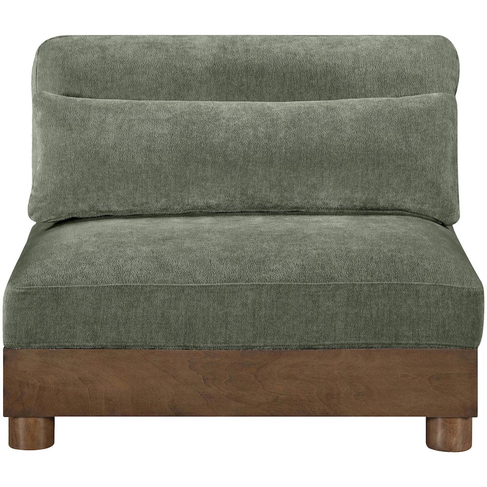 Turin Green Chenille Fabric Upholstered Modular Armless Chair