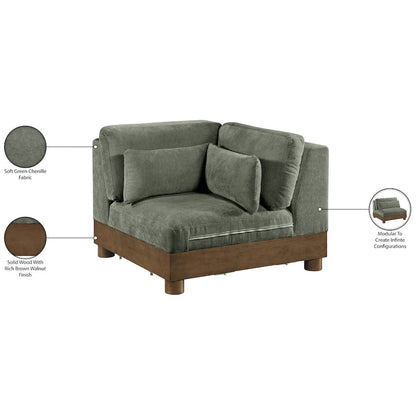 Turin Green Chenille Fabric Upholstered Modular Corner Chair