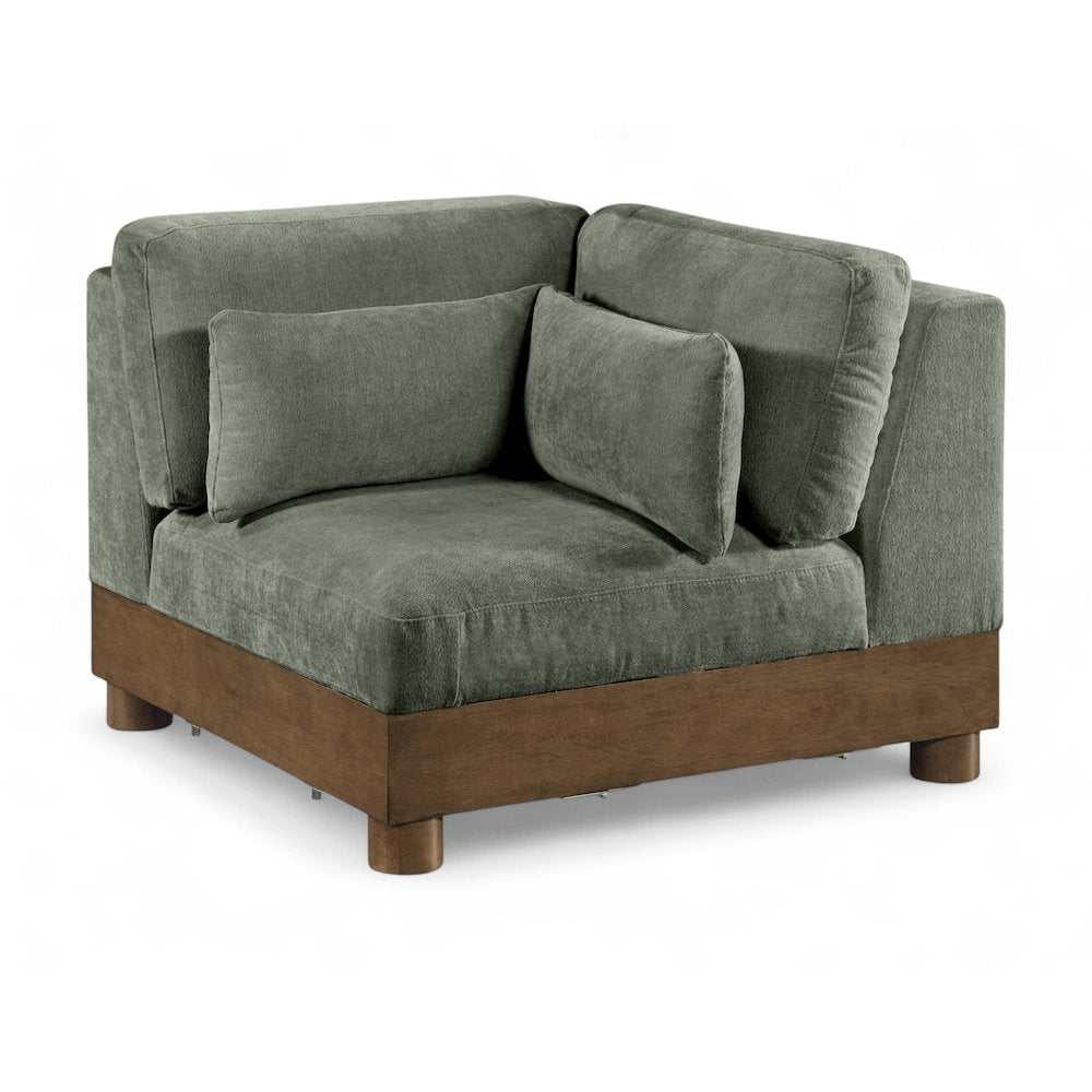 Turin Green Chenille Fabric Upholstered Modular Corner Chair