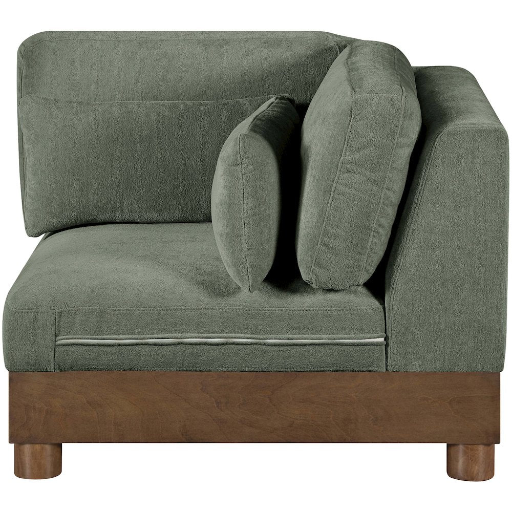 Turin Green Chenille Fabric Upholstered Modular Corner Chair