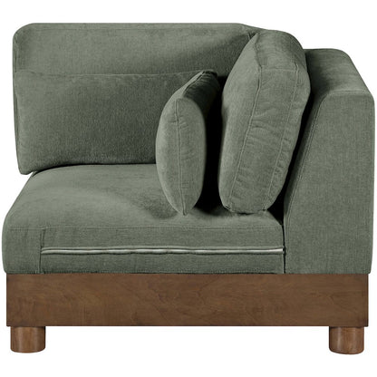 Turin Green Chenille Fabric Upholstered Modular Corner Chair