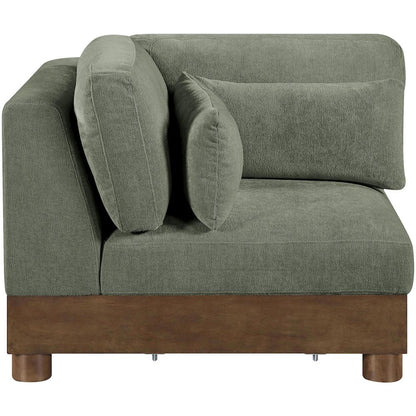 Turin Green Chenille Fabric Upholstered Modular Corner Chair