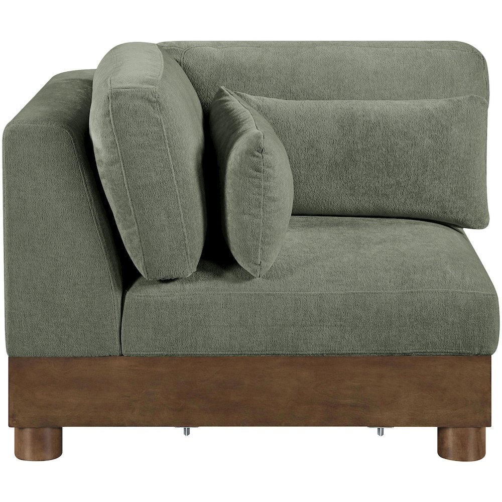 Turin Green Chenille Fabric Upholstered Modular Corner Chair