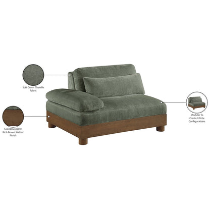 Turin Green Chenille Fabric Upholstered Modular Left Arm Chair