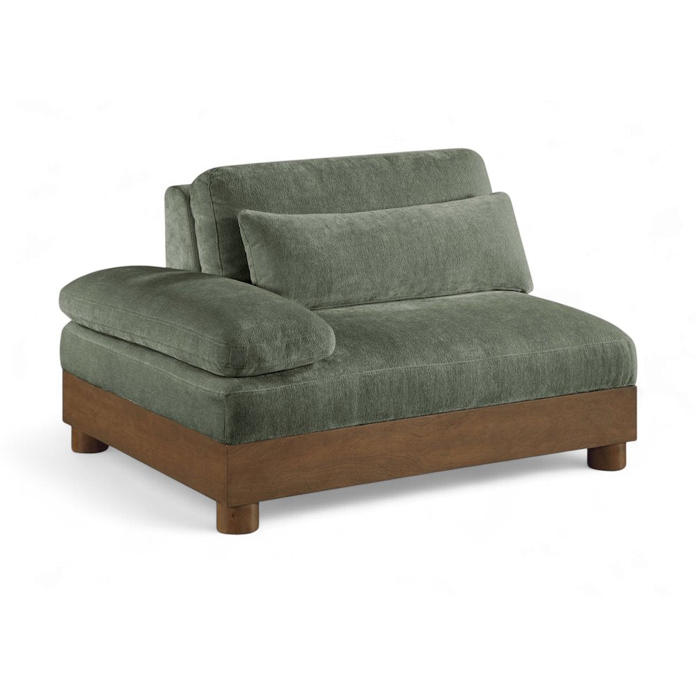 Turin Green Chenille Fabric Upholstered Modular Left Arm Chair