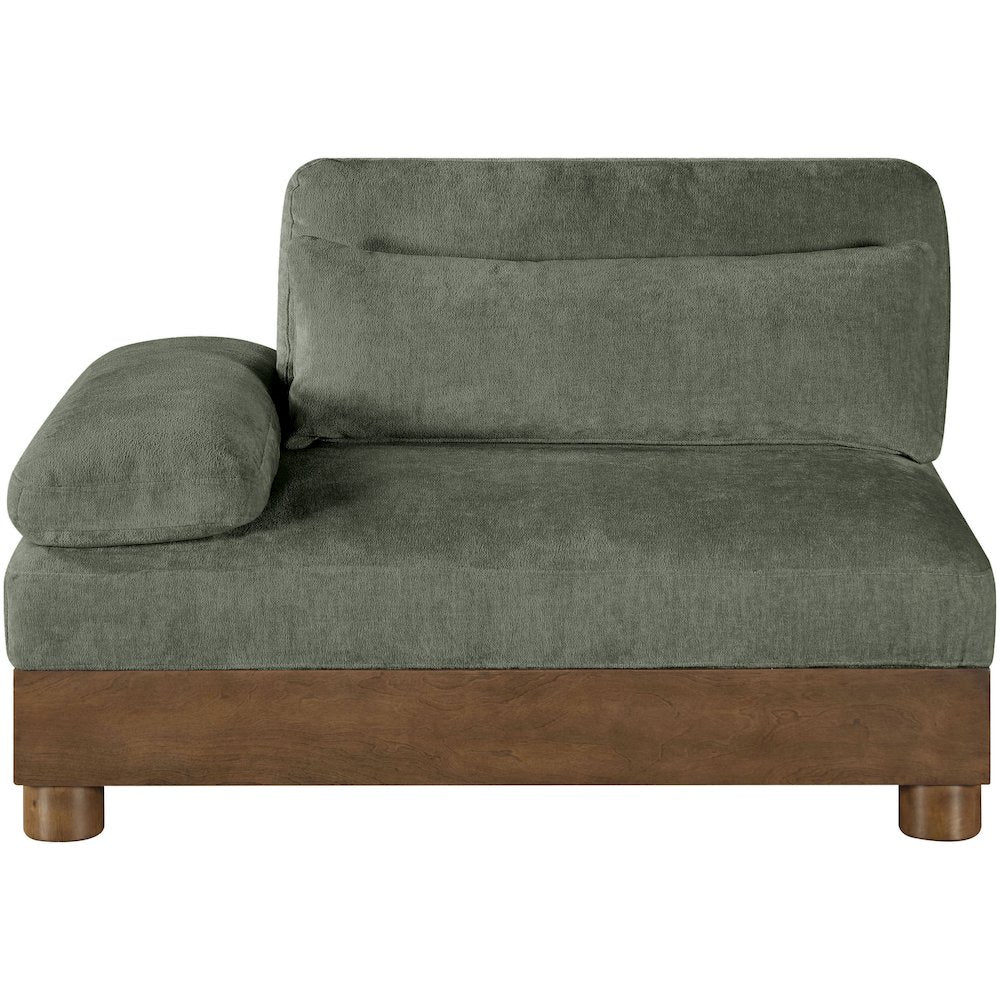 Turin Green Chenille Fabric Upholstered Modular Left Arm Chair