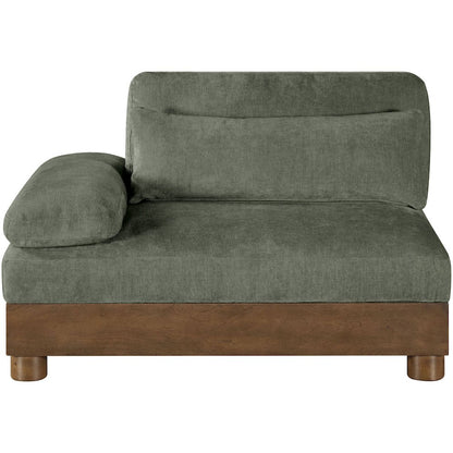 Turin Green Chenille Fabric Upholstered Modular Left Arm Chair
