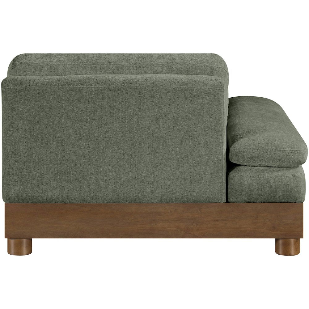 Turin Green Chenille Fabric Upholstered Modular Left Arm Chair