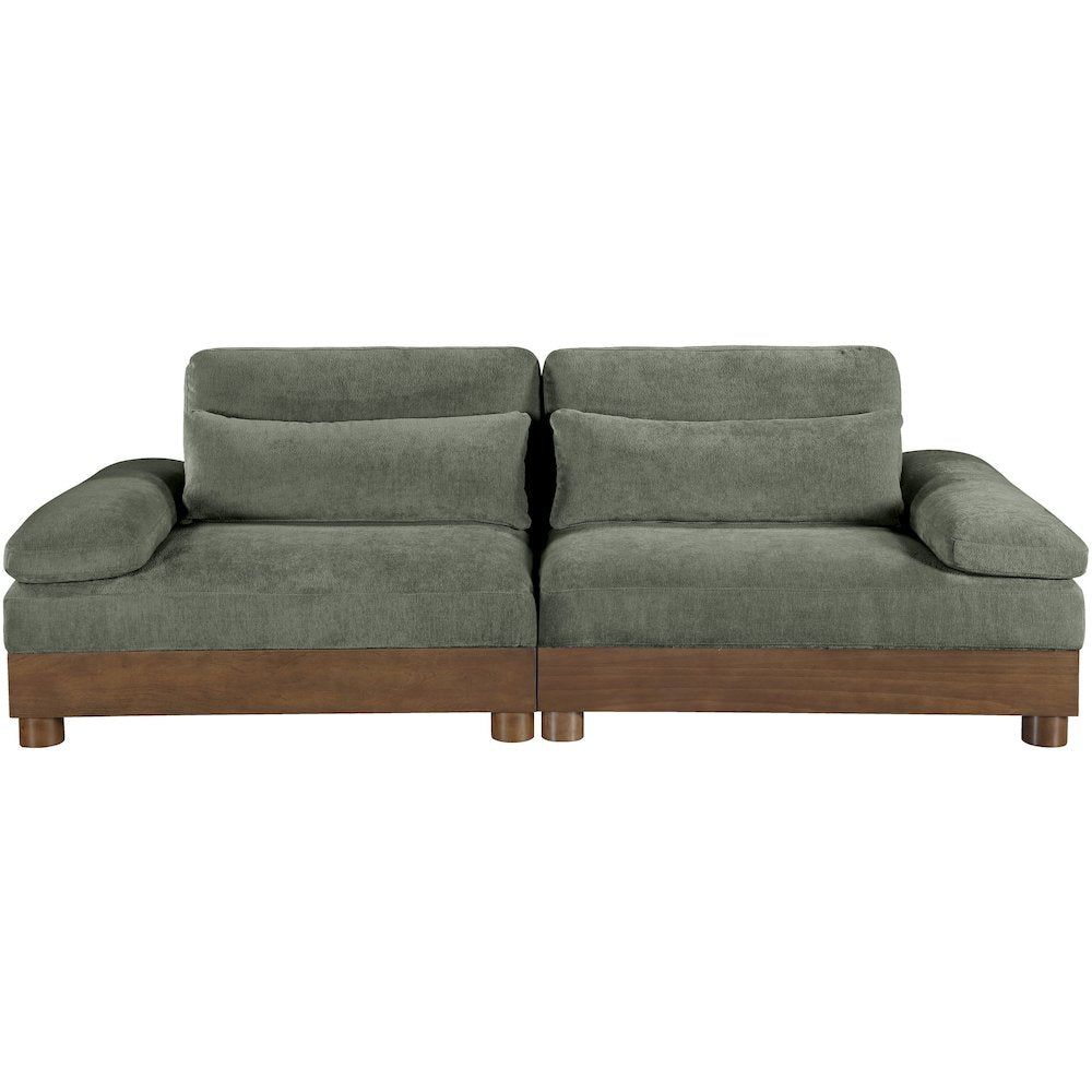 Turin 95.5" Green Chenille Fabric Upholstered 2pc. Modular Loveseat