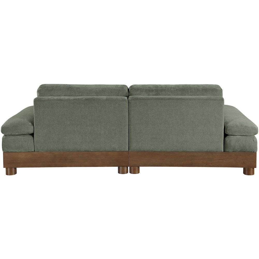 Turin 95.5" Green Chenille Fabric Upholstered 2pc. Modular Loveseat