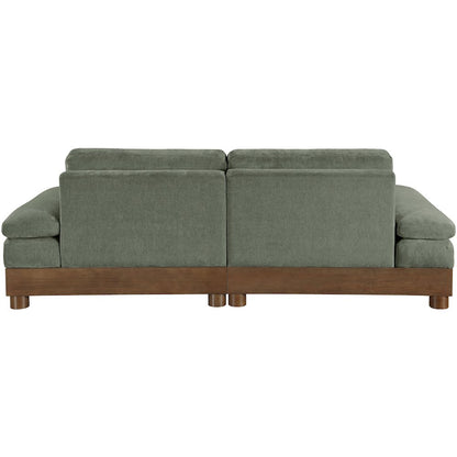 Turin 95.5" Green Chenille Fabric Upholstered 2pc. Modular Loveseat