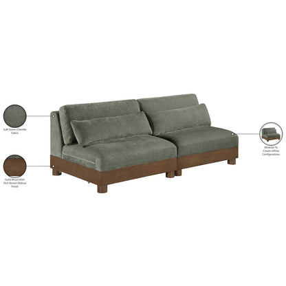 Turin 80" Green Chenille Fabric Upholstered 2pc. Modular Loveseat