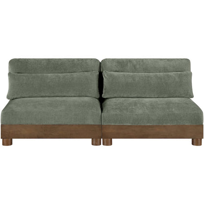 Turin 80" Green Chenille Fabric Upholstered 2pc. Modular Loveseat