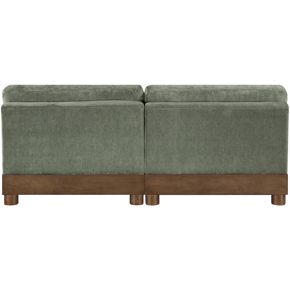 Turin 80" Green Chenille Fabric Upholstered 2pc. Modular Loveseat
