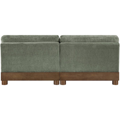 Turin 80" Green Chenille Fabric Upholstered 2pc. Modular Loveseat