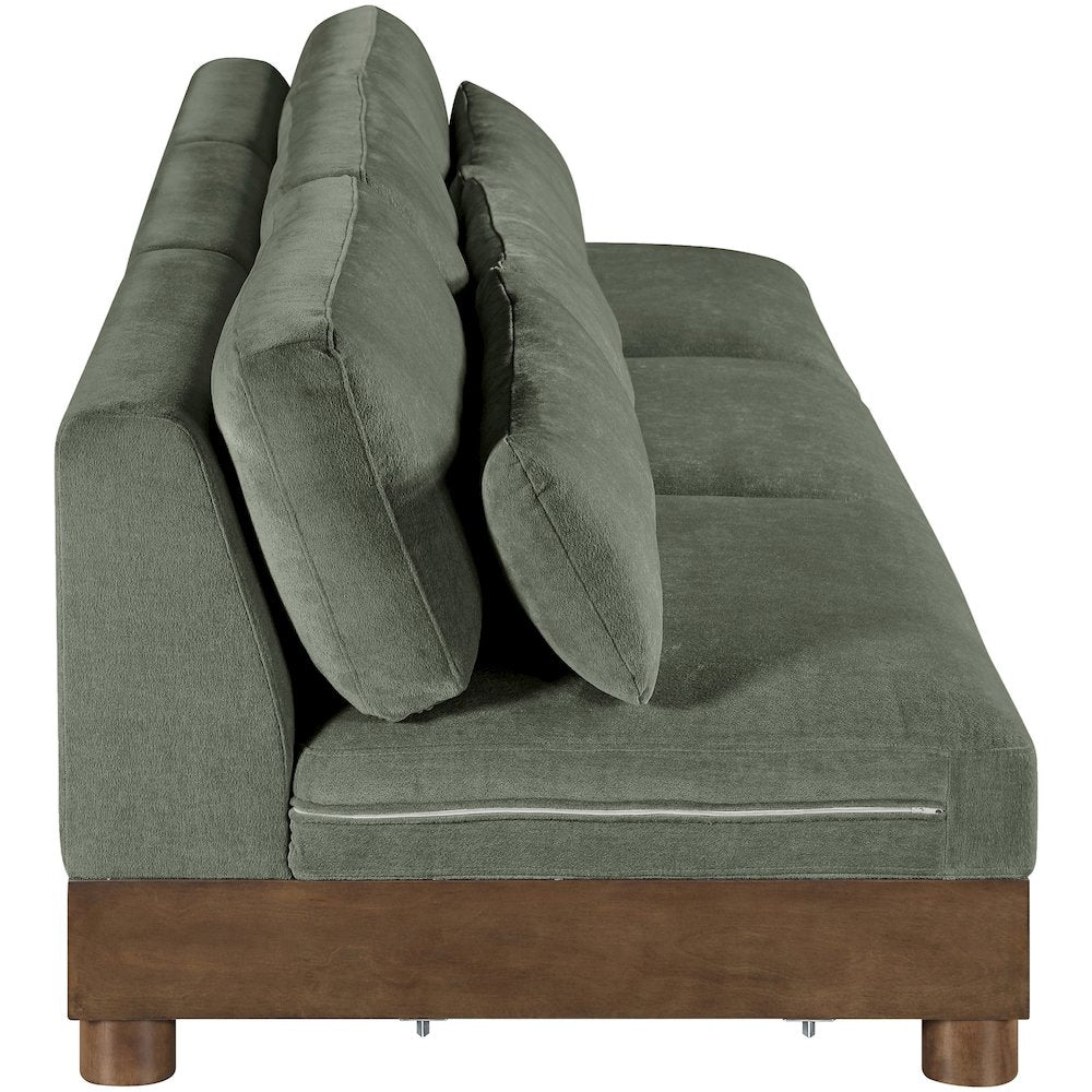 Turin 120" Green Chenille Fabric Upholstered 3pc. Modular Sofa