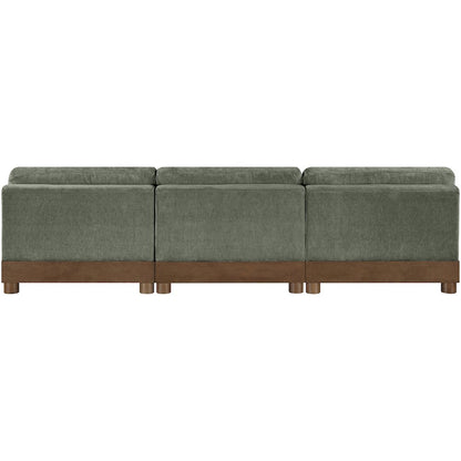Turin 120" Green Chenille Fabric Upholstered 3pc. Modular Sofa