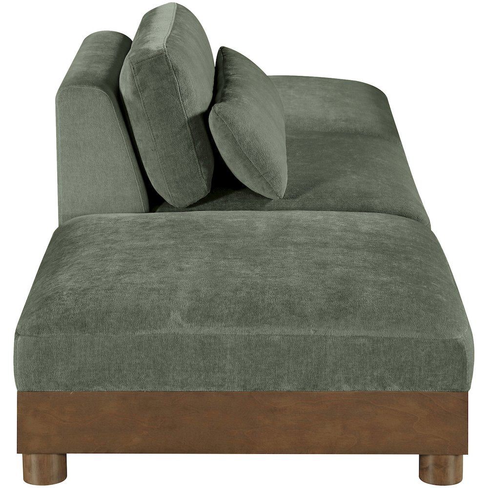 Turin 120" Green Chenille Fabric Upholstered 3pc. Modular Sofa