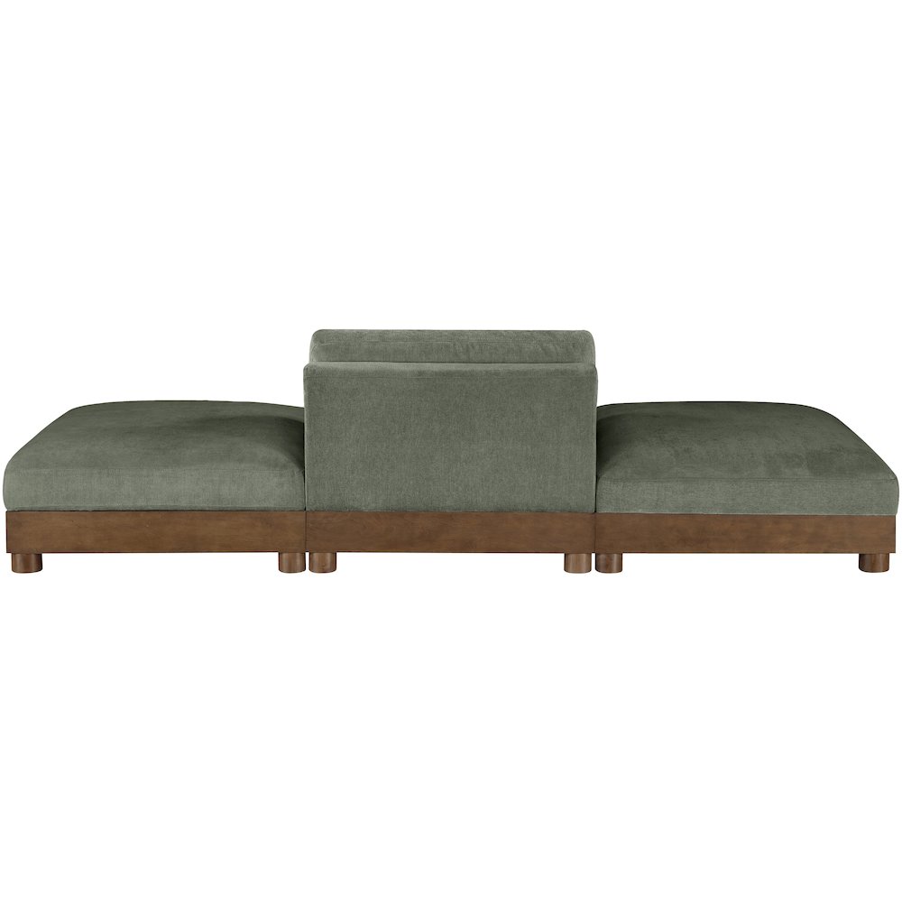 Turin 120" Green Chenille Fabric Upholstered 3pc. Modular Sofa