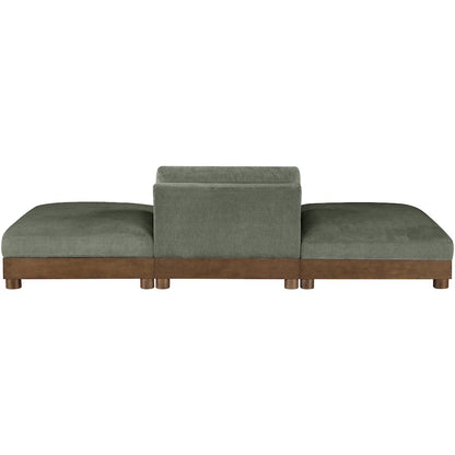 Turin 120" Green Chenille Fabric Upholstered 3pc. Modular Sofa