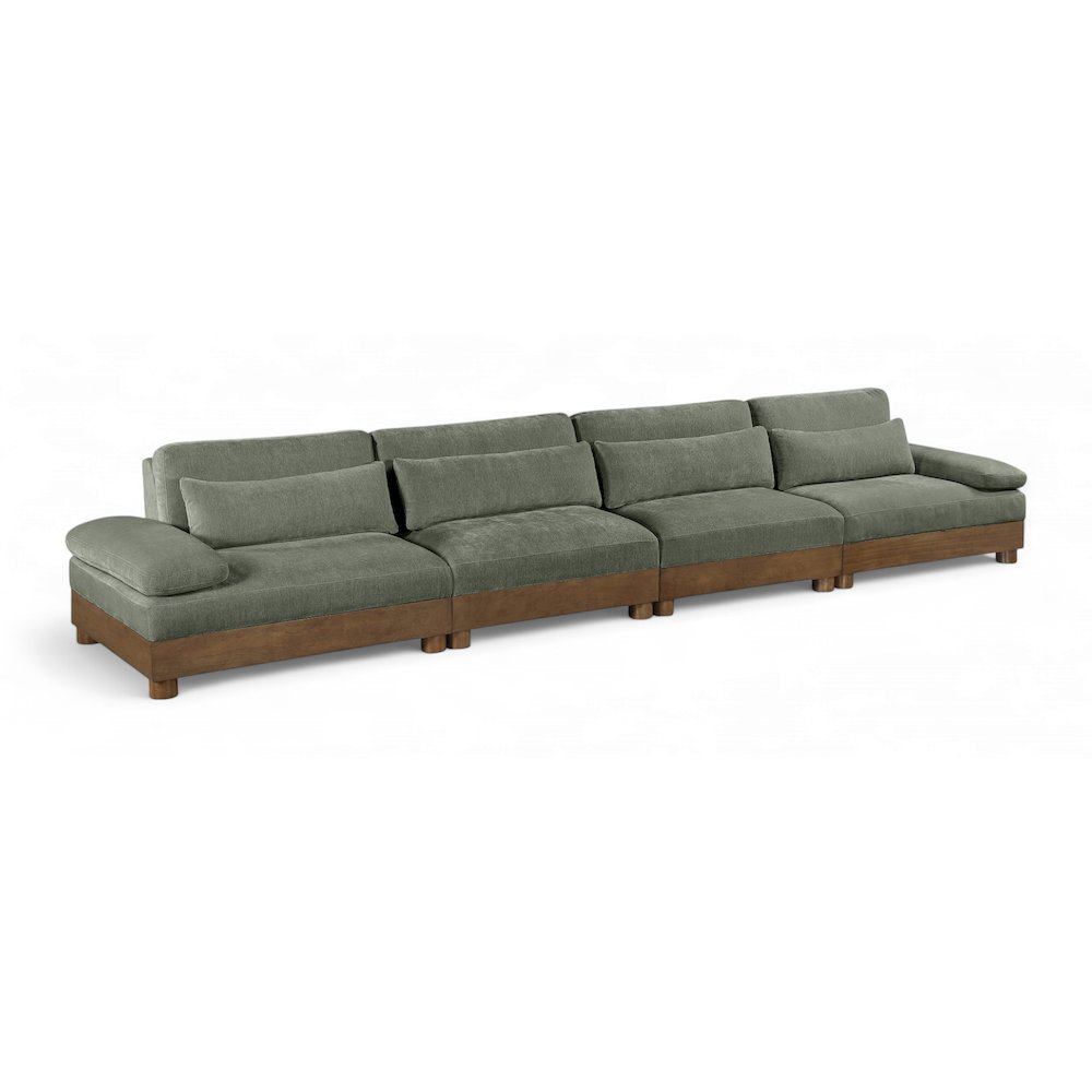 Turin 175.5" Green Chenille Fabric Upholstered 4pc. Modular Sofa