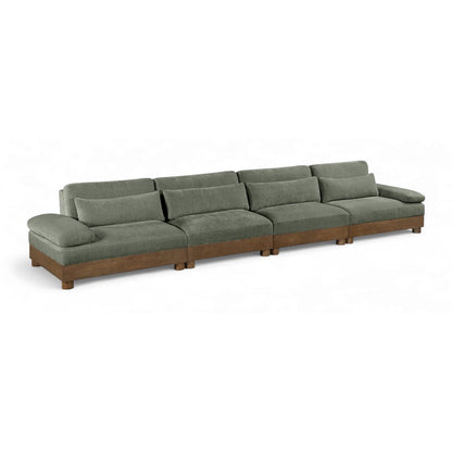 Turin 175.5" Green Chenille Fabric Upholstered 4pc. Modular Sofa