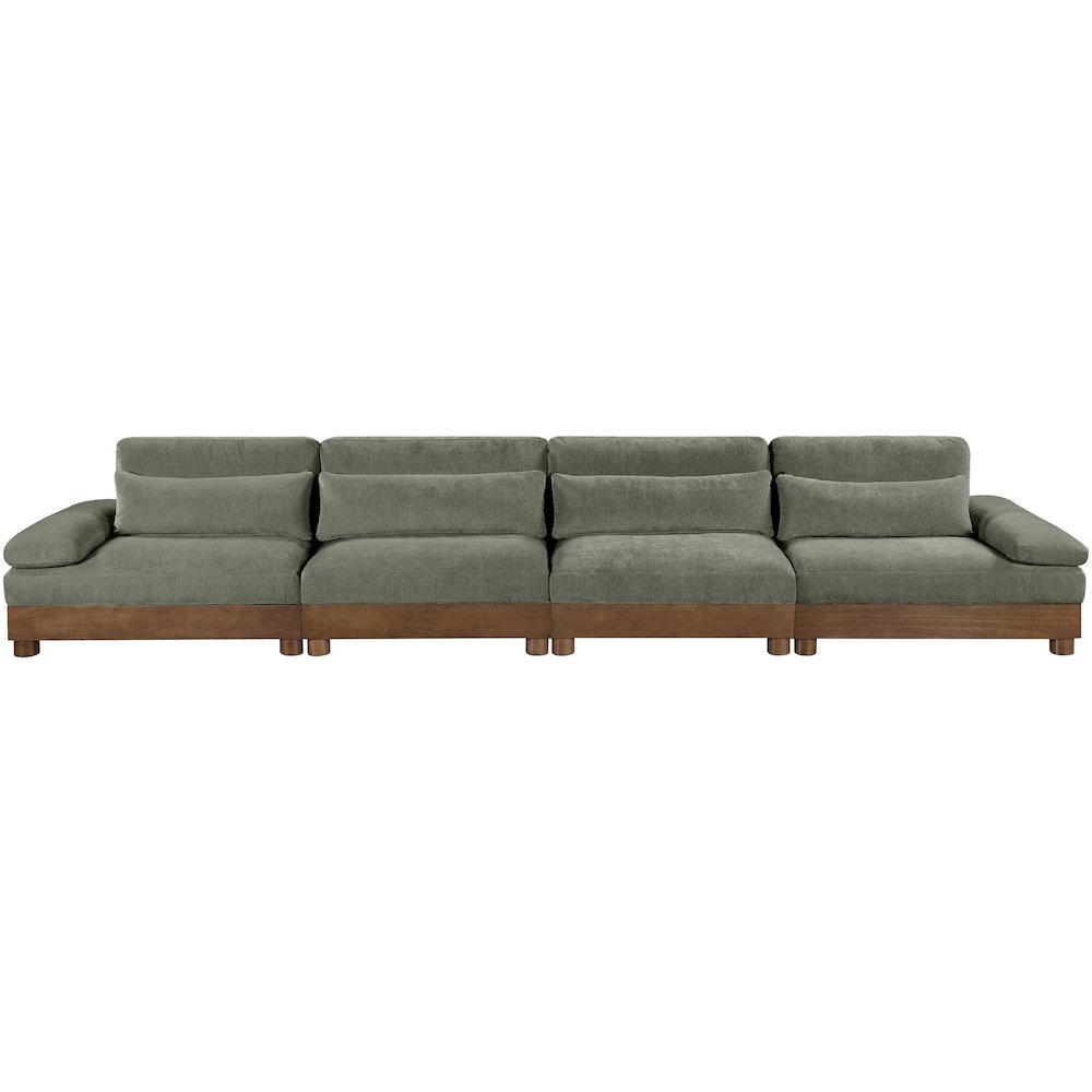 Turin 175.5" Green Chenille Fabric Upholstered 4pc. Modular Sofa