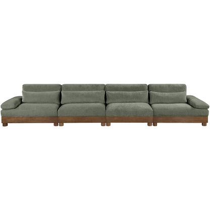 Turin 175.5" Green Chenille Fabric Upholstered 4pc. Modular Sofa