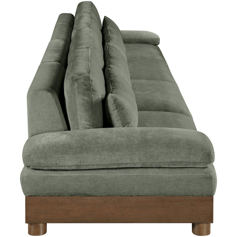 Turin 175.5" Green Chenille Fabric Upholstered 4pc. Modular Sofa