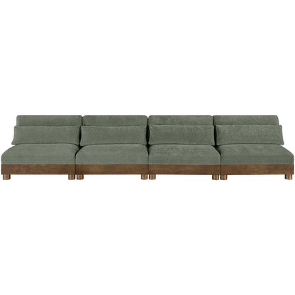 Turin 160" Green Chenille Fabric Upholstered 4pc. Modular Sofa