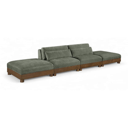 Turin 160" Green Chenille Fabric Upholstered 4pc. Modular Sofa
