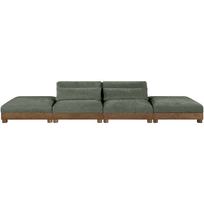 Turin 160" Green Chenille Fabric Upholstered 4pc. Modular Sofa