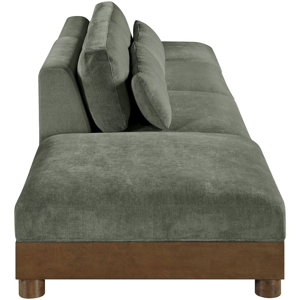 Turin 160" Green Chenille Fabric Upholstered 4pc. Modular Sofa