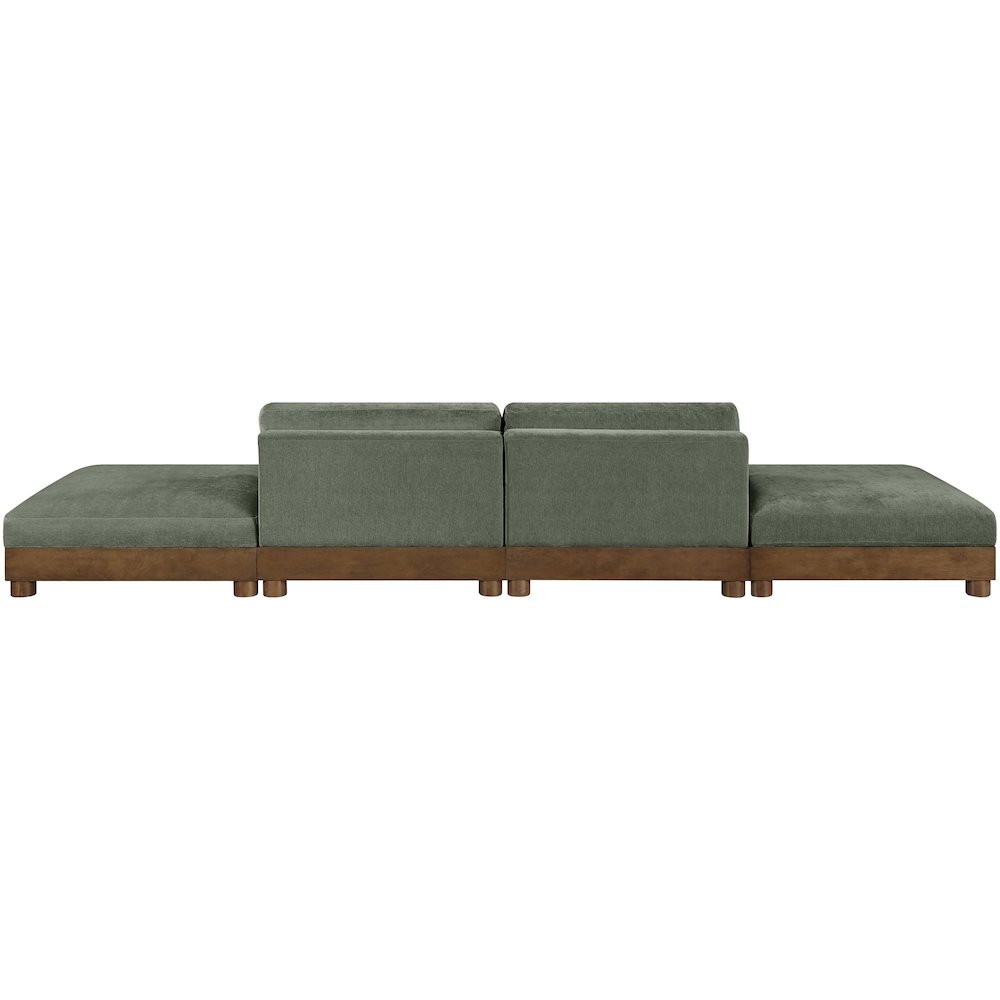 Turin 160" Green Chenille Fabric Upholstered 4pc. Modular Sofa