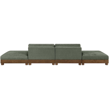 Turin 160" Green Chenille Fabric Upholstered 4pc. Modular Sofa