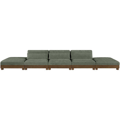 Turin 200" Green Chenille Fabric Upholstered 5pc. Modular Sofa