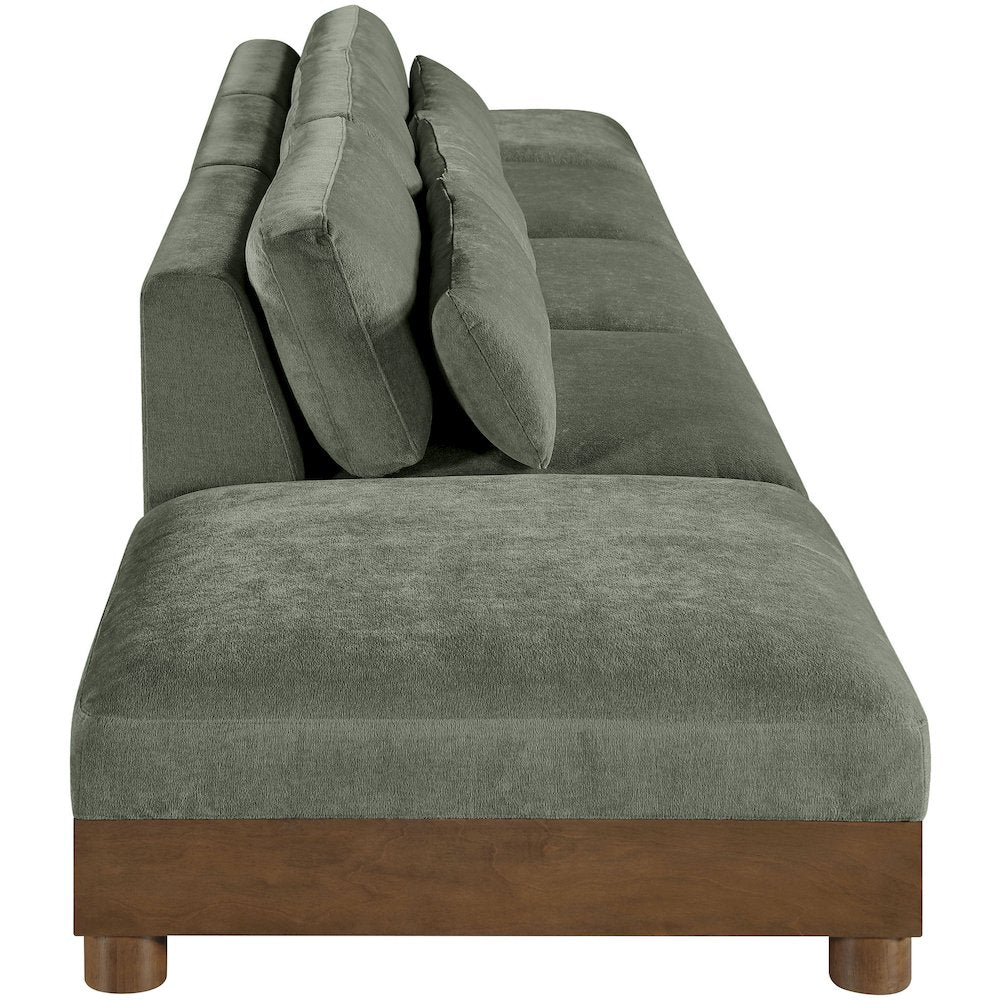 Turin 200" Green Chenille Fabric Upholstered 5pc. Modular Sofa