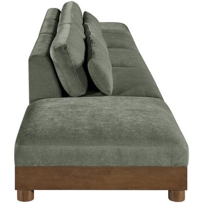 Turin 200" Green Chenille Fabric Upholstered 5pc. Modular Sofa