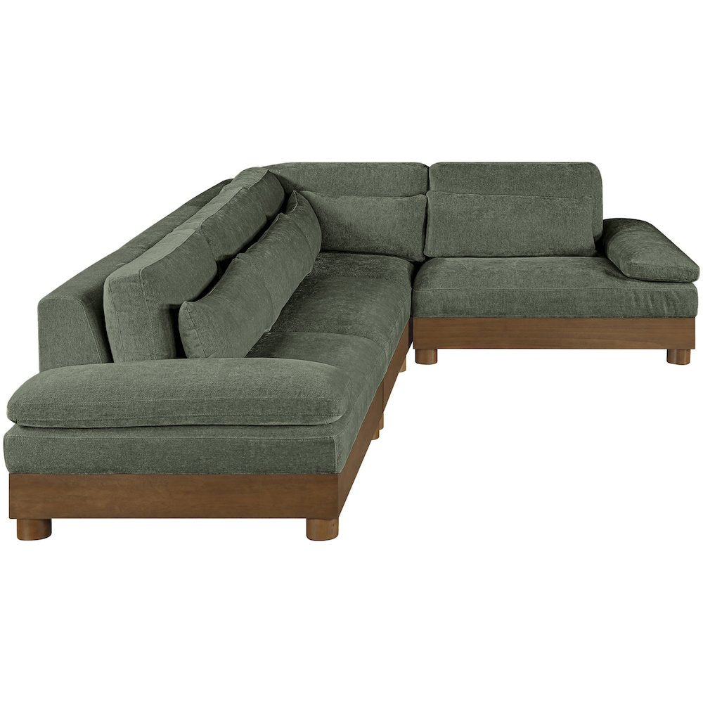 Turin 127.75" Green Chenille Fabric Upholstered 4pc. Modular Sectional