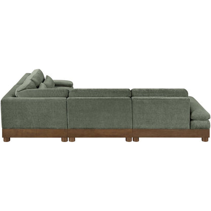 Turin 127.75" Green Chenille Fabric Upholstered 4pc. Modular Sectional