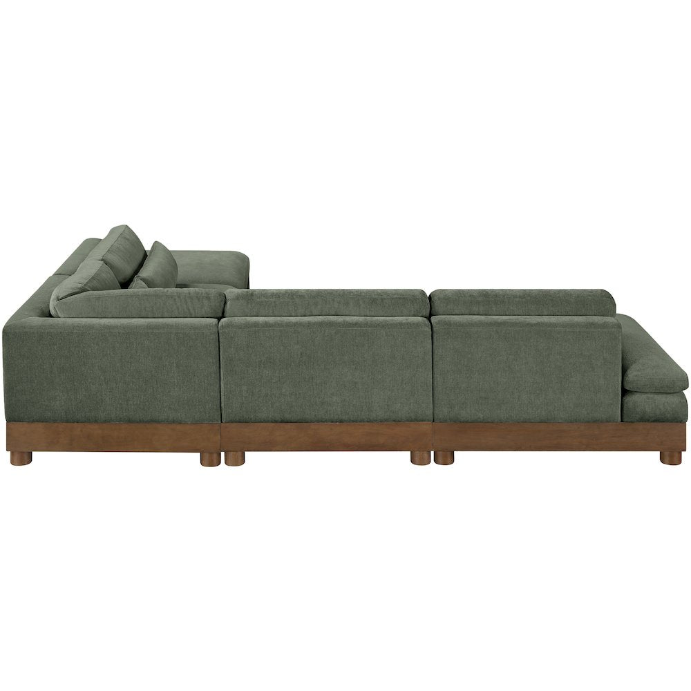 Turin 120" Green Chenille Fabric Upholstered 5pc. Modular Sectional